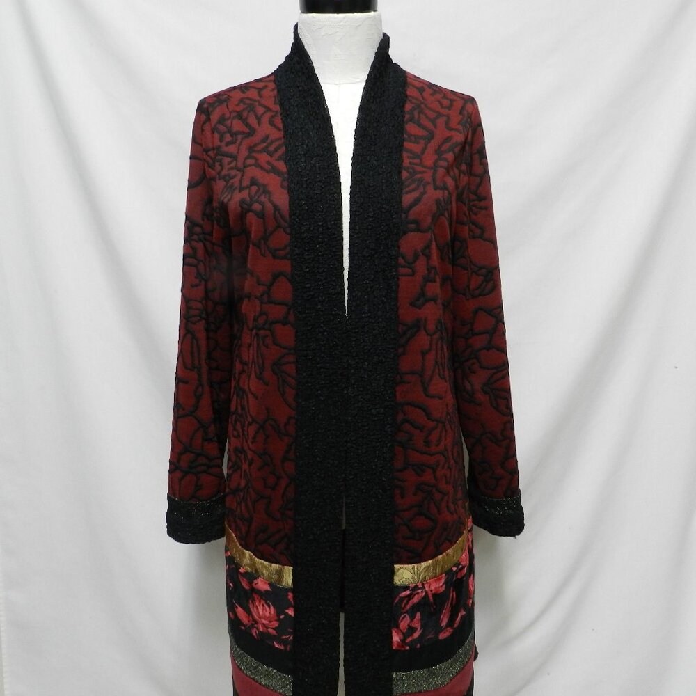 Chico's Patchwork knit jacket cover-up blazer Holidays Size Sz 1 or Medium Md 8